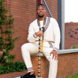 Cream & black men’s 2 piece ensemble