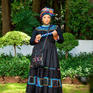 Black square patterned ladies ensemble