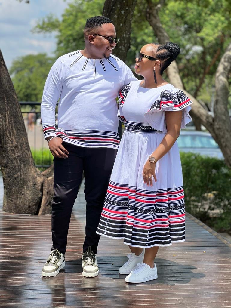White, Red and Black-His and her ensemble - Image 2