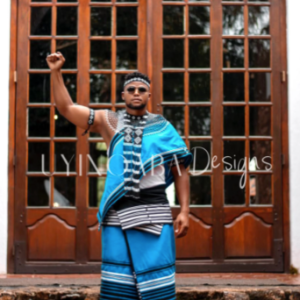 Turquoise and black mens 4 piece wedding ensemble