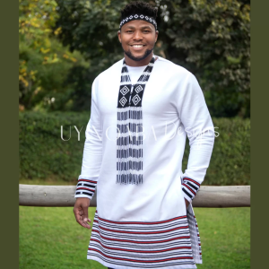 White, black and red Mkhwenyana shirt