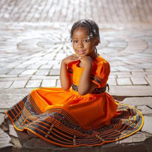 Orange and Black multicolor beads girls dress