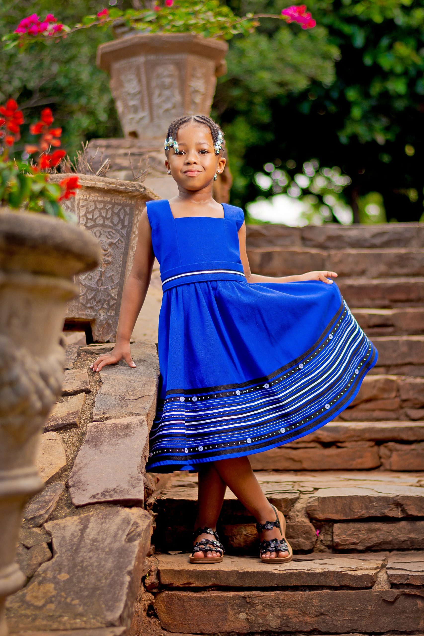 Royal blue square neck girls dress - Image 2