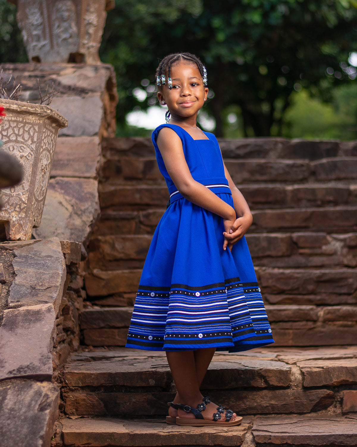Royal blue square neck girls dress - Image 3