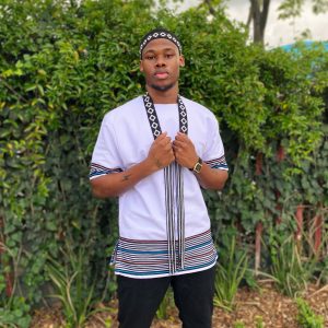 Classic White, Aqua blue and pink short sleeve shirt