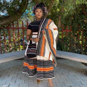 Orange ,Red and Turquoise 4 Piece Nomkhita ensemble