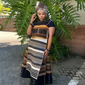 Mustard,Cream & Black Umbhaco Skirt