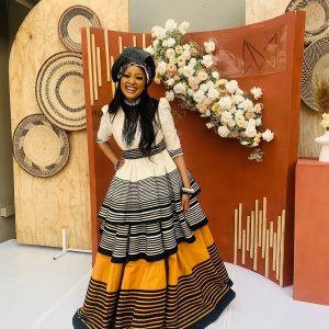 Cream, black and mustard ensemble